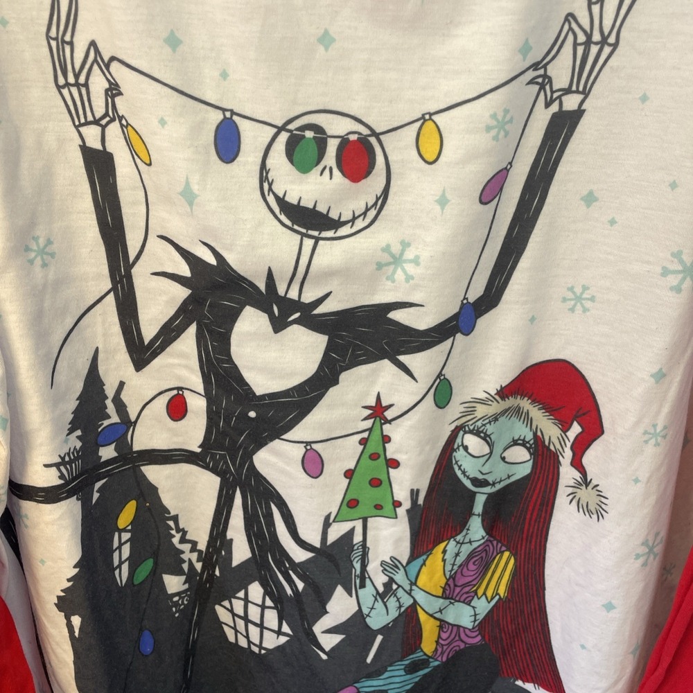 Disney Nightmare Before Christmas Womens Pajama Top Jack Skeleton Size LT - Picture 2 of 7